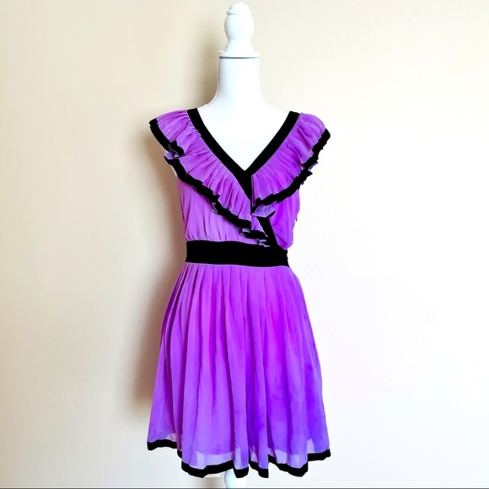 Rory Beca Forever 21 Purple Empire Waist Ruffle Dress Size M